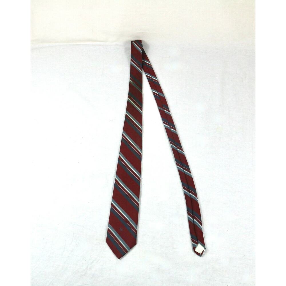 Christian Dior Tie logo mens neck maroon navy gray white striped New York Italy